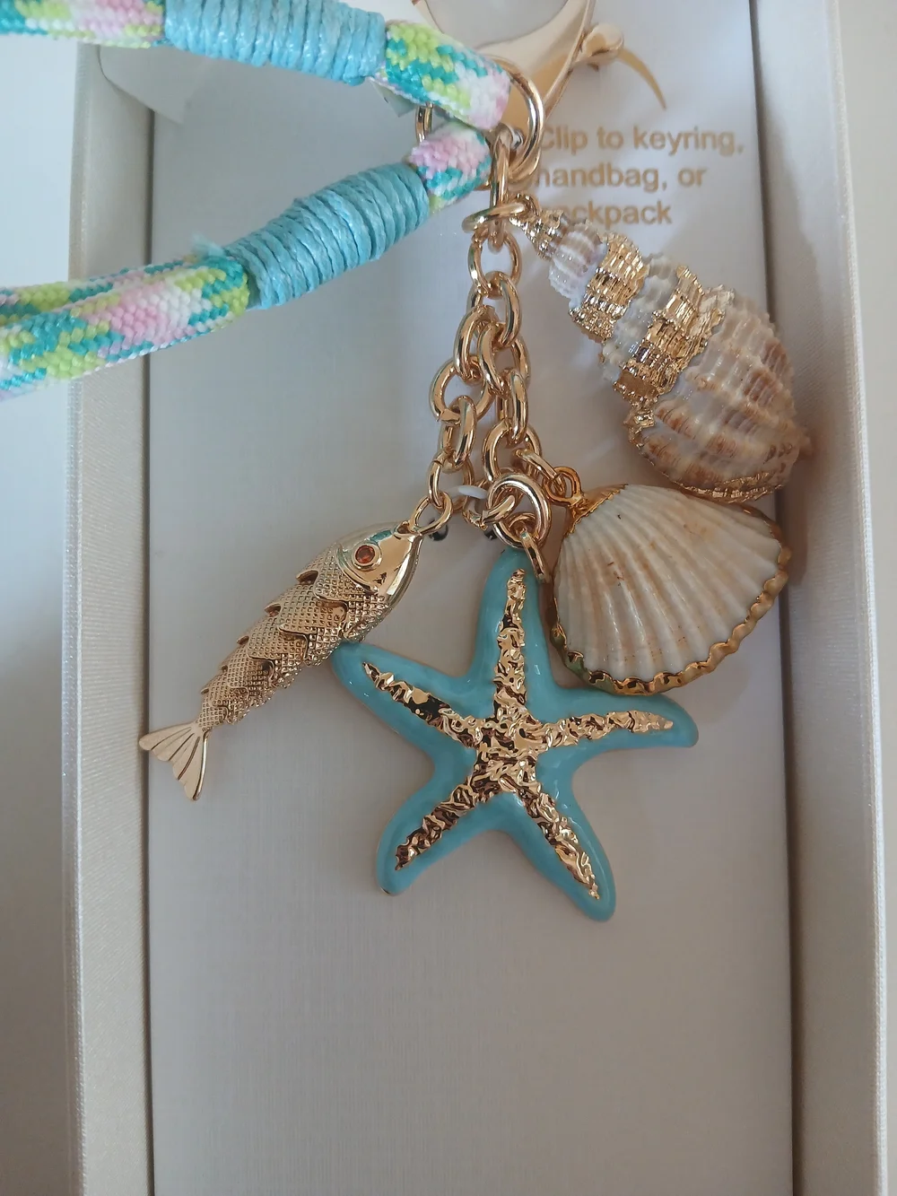 Piper Pastel Rope Bag Charm & Key Chain - Turquoise Multi